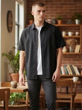 NWT Denim & Flower Ricky Singh 4XL Men’s Shirt – Black Micro-Dot
